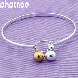 925 Sterling Silver Smooth Round Ball Bangle Bracelet for Women