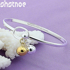925 Sterling Silver Smooth Round Ball Bangle Bracelet for Women