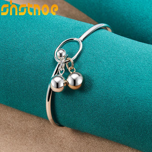 925 Silver Smooth Round Ball Bangle Bracelet for Women