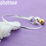 925 Sterling Silver Smooth Round Ball Bangle Bracelet for Women