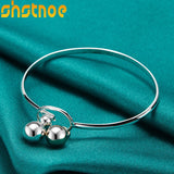 925 Silver Smooth Round Ball Bangle Bracelet for Women