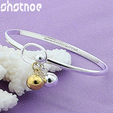 925 Sterling Silver Smooth Round Ball Bangle Bracelet for Women
