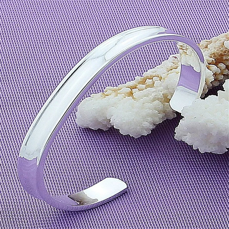 925 Sterling Silver Round Bangles Women Wedding Jewelry Gift