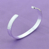 925 Sterling Silver Round Bangles Women Wedding Jewelry Gift