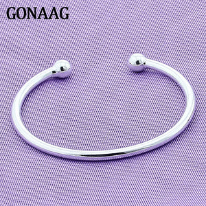 925 Silver Smooth Bead Bracelet Bangle for Wedding Party