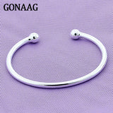 925 Silver Smooth Bead Bracelet Bangle for Wedding Party