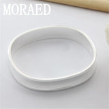 925 Silver Smooth Solid Bracelet Bangles Women Men Charm Party Jewelry