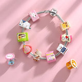 925 Silver Snack Drinks Milk Charm Bead for European Bracelet DIY