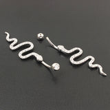 925 Silver Snake Belly Button Ring 6/8/10mm Clear Zircon Stones S925 Navel Ring