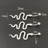 925 Silver Snake Belly Button Ring 6/8/10mm Clear Zircon Stones S925 Navel Ring