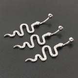 925 Silver Snake Belly Button Ring 6/8/10mm Clear Zircon Stones S925 Navel Ring
