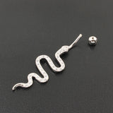 925 Silver Snake Belly Button Ring 6/8/10mm Clear Zircon Stones S925 Navel Ring