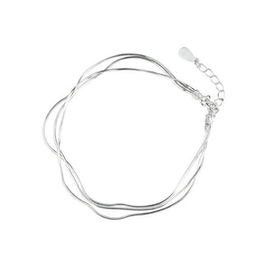 925 Silver Snake Bone Bracelet Multilayer Three Rings Snake Bone