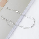 925 Silver Snake Bone Bracelet Multilayer Three Rings Snake Bone