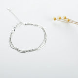 925 Silver Snake Bone Bracelet Multilayer Three Rings Snake Bone
