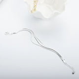 925 Silver Snake Bone Bracelet Multilayer Three Rings Snake Bone