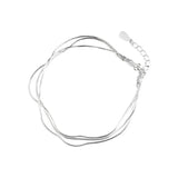 925 Silver Snake Bone Bracelet Multilayer Three Rings Snake Bone