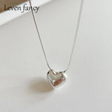 925 Silver Snake Bone Chain Choker Puff Heart Pendant Necklace Punk Jewelry