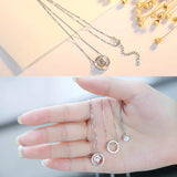 925 Silver Snake Bone Chain Necklace Zircon Pendant Choker Gift