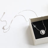925 Silver Snake Bone Chain Necklace Zircon Pendant Choker Gift