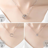 925 Silver Snake Bone Chain Necklace Zircon Pendant Choker Gift