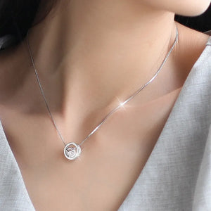 925 Silver Snake Bone Chain Necklace Zircon Pendant Choker Gift
