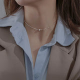 925 Silver Snake Bone Chain Bead Collar Neckchain Women's Jewelry