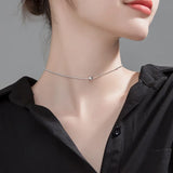 925 Silver Snake Bone Chain Bead Collar Neckchain Women's Jewelry