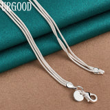 925 Sterling Silver Snake Chain Bead Necklace for Women
