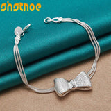 925 Silver Snake Chain Bow Bracelet for Women Gift Jewelry