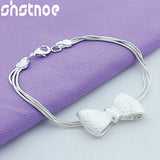 925 Silver Snake Chain Bow Bracelet for Women Gift Jewelry