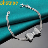 925 Silver Snake Chain Bow Bracelet for Women Gift Jewelry