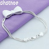 925 Silver Snake Chain Bow Bracelet for Women Gift Jewelry