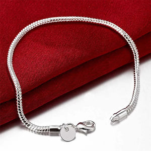 925 Silver Snake Chain Bracelet Women Men Jewelry