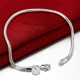 925 Silver Snake Chain Bracelet Women Men Jewelry