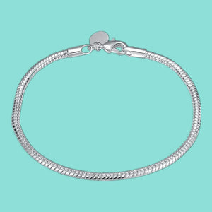 925 Silver Snake Chain Bracelet Women Men Jewelry