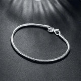 925 Silver Snake Chain Bracelet Women Men Jewelry
