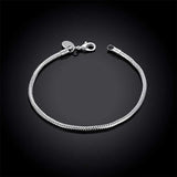 925 Silver Snake Chain Bracelet Women Men Jewelry
