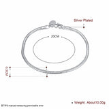 925 Silver Snake Chain Bracelet Women Men Jewelry