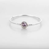 925 Silver Snake Chain Bracelets with Big CZ Pink Green Crystal for Women