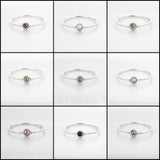 925 Silver Snake Chain Bracelets with Big CZ Pink Green Crystal for Women