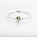 925 Silver Snake Chain Bracelets with Big CZ Pink Green Crystal for Women