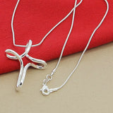 925 Silver Snake Chain Cross Pendant Necklace Wedding Jewelry