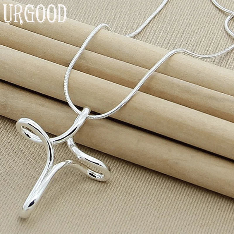 925 Silver Snake Chain Cross Pendant Necklace Wedding Jewelry