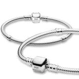 925 Silver Snake Chain Charm Bracelet for Women