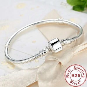 925 Silver Snake Chain Charm Bracelet for Women