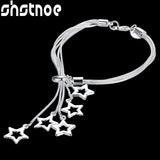 925 Silver Snake Chain Star Bracelet for Women Party Engagement Wedding Gift