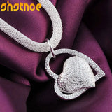 925 Silver Snake Chain Heart Pendant Necklace Women Jewelry