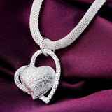 925 Silver Snake Chain Heart Pendant Necklace Women Jewelry