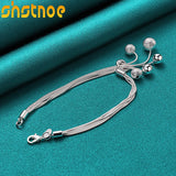 925 Silver Snake Chain Beads Bracelet Women